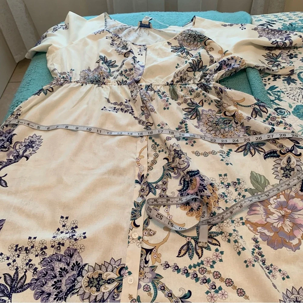 NWT Calypso St. Barth Linen blend printed maxi belted dress size L - Picture 9 of 13